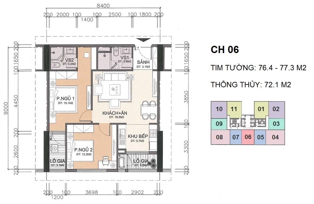 Căn hộ 2 phòng ngủ chung cư A10 Nam Trung Yên