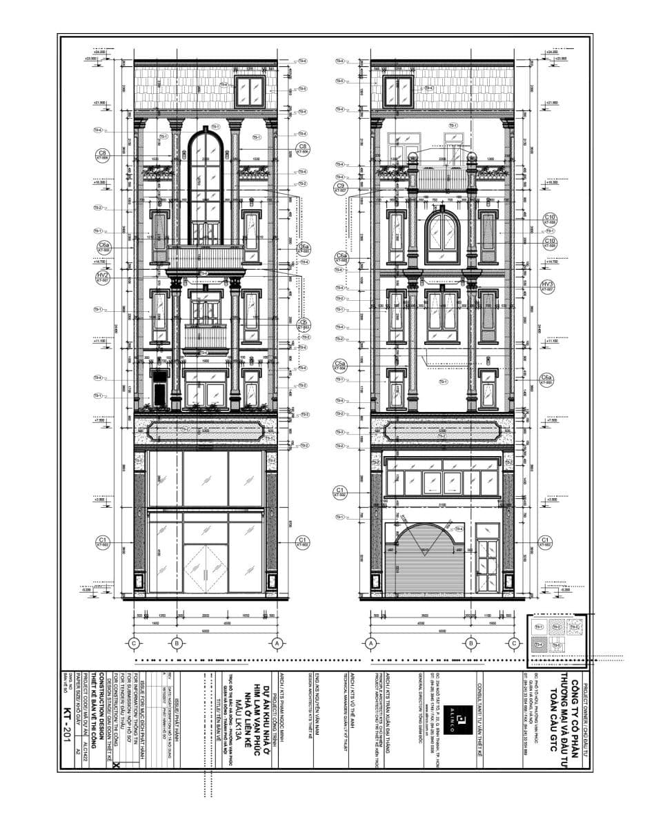 Mặt cắt đứng Shophouse Him Lam Hà Đông