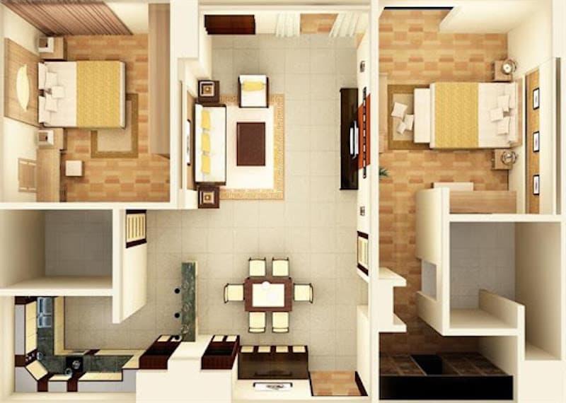 Hình ảnh 3D thiết kế căn hộ Rice City Long Biên